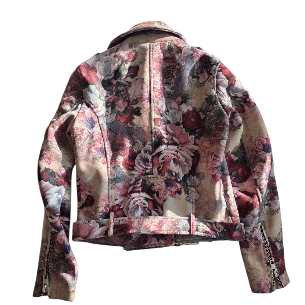 Zara Outerwear FLORAL BELTED jacket With Big Zippers - Picture 5 of 5